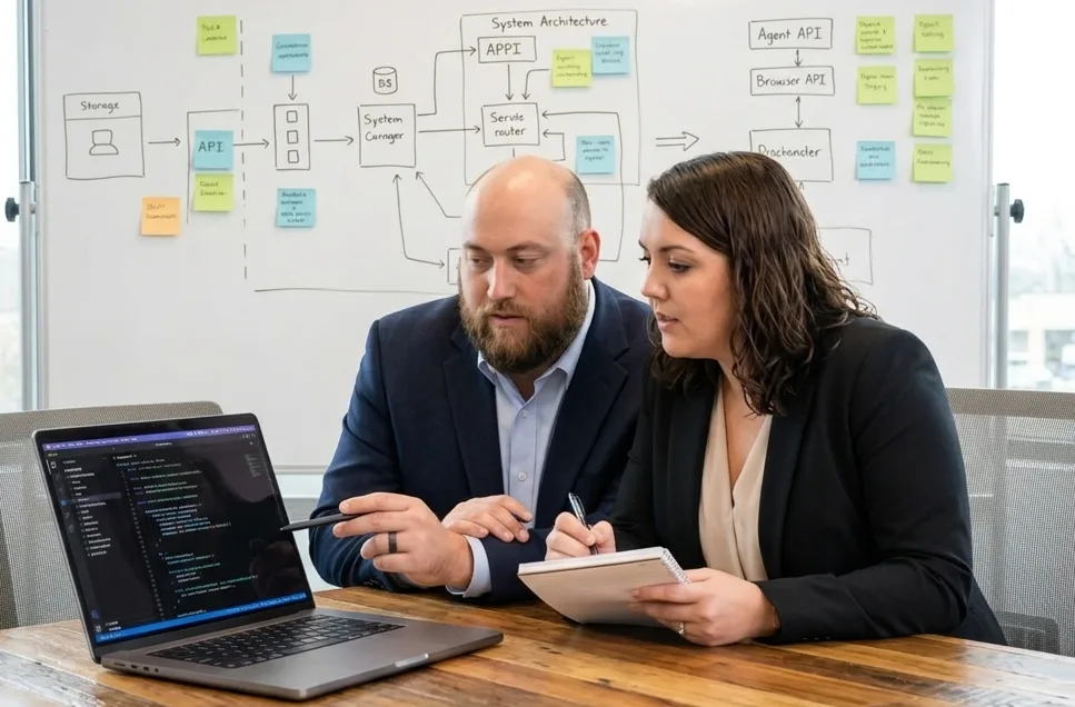 Rich and Lynn Ross reviewing a system together